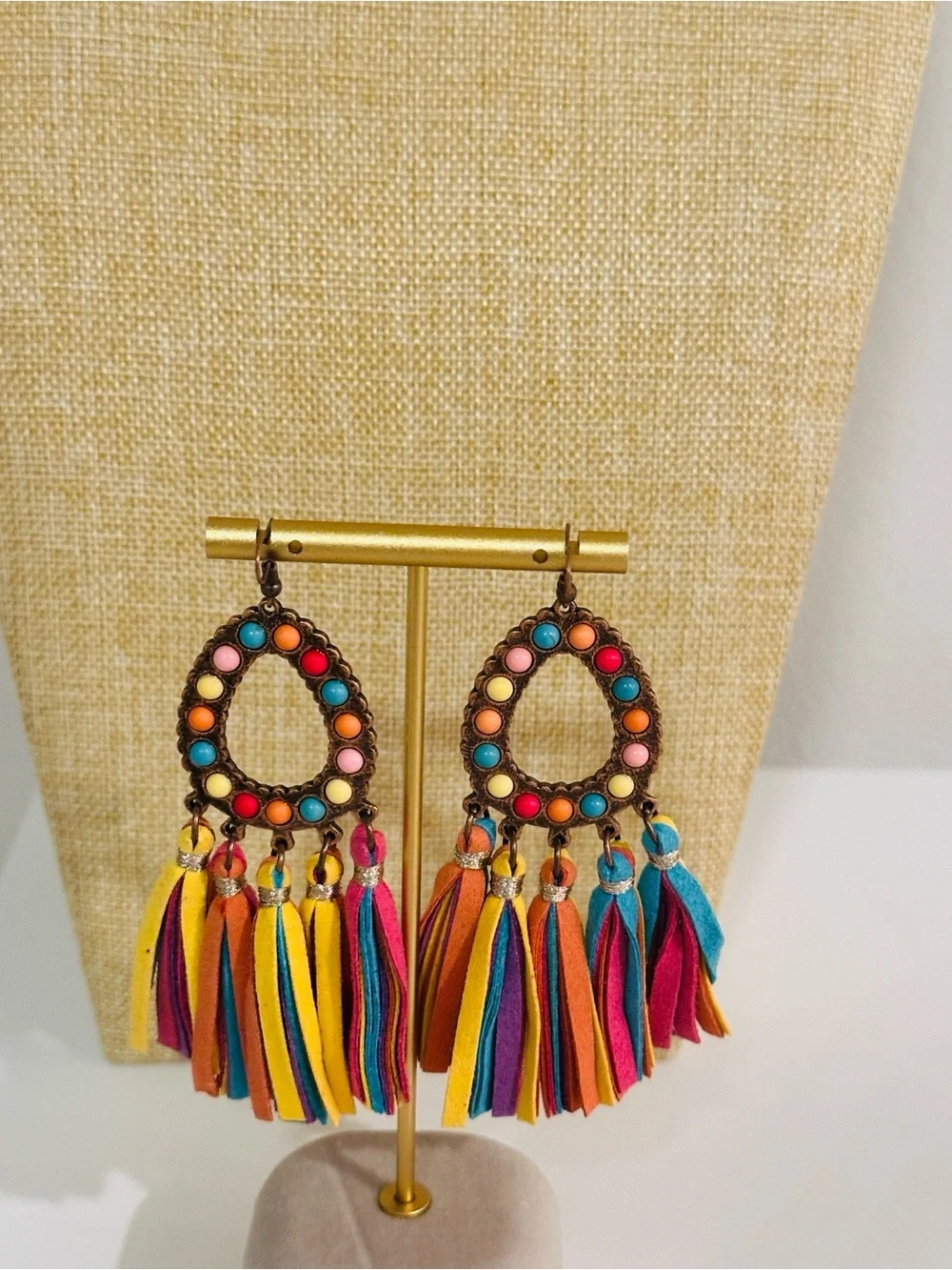 Boho Multicolor Tassel Drop Earrings